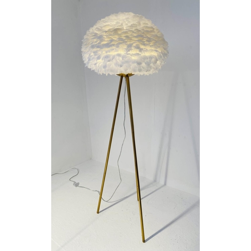 538 - FEATHER CLOUD FLOOR LAMP, 168cm x 60cm diameter, tripod stand.