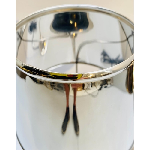 433 - LIBRARY TABLE LAMPS, a pair, 64cm H x 20cm diam., polished metal, with shades. (2)