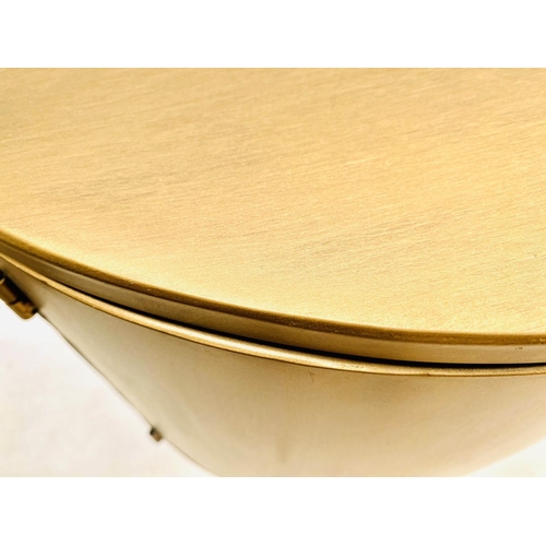 430 - DESK, 1950s Italian inspired, kidney shaped, gilt metal, 81cm H x 120cm W x 50cm D, single cupboard ... 