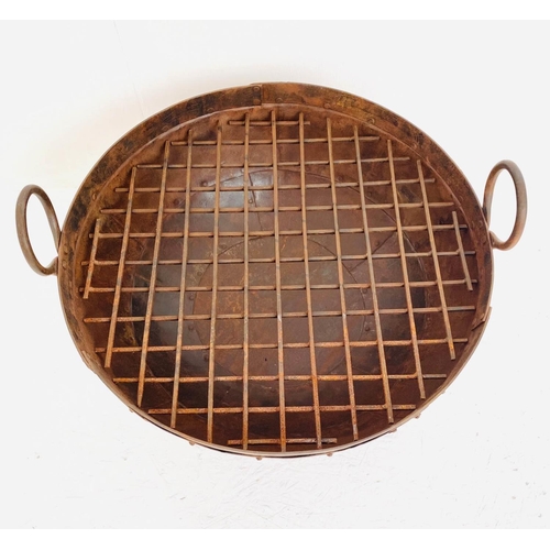 431 - INDIAN STYLE KADAI FIRE PIT, raised on stand, 47cm H x 64cm W x 60cm diam.