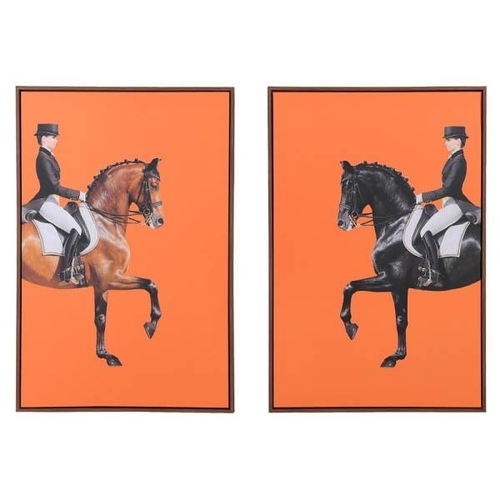 429 - DRESSAGE PRINTS, a set of two, prints on canvas, 90cm x 60cm, framed. (2)