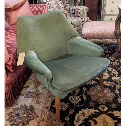 120 - PARKER KNOLL WOMB STYLE ARMCHAIR, 81cm H x 81cm W, after a design by knoll, circa 1960's, with green... 