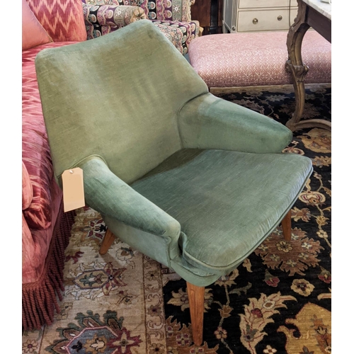 120 - PARKER KNOLL WOMB STYLE ARMCHAIR, 81cm H x 81cm W, after a design by knoll, circa 1960's, with green... 