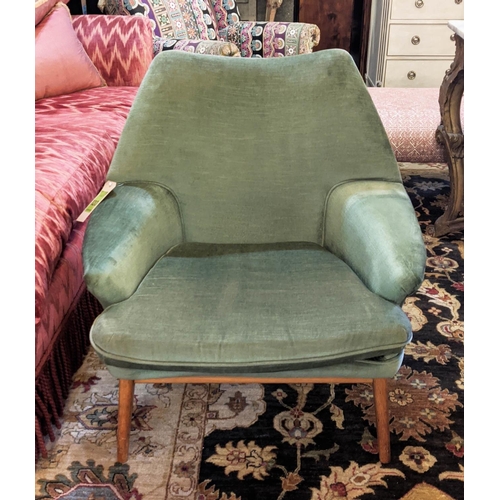 120 - PARKER KNOLL WOMB STYLE ARMCHAIR, 81cm H x 81cm W, after a design by knoll, circa 1960's, with green... 