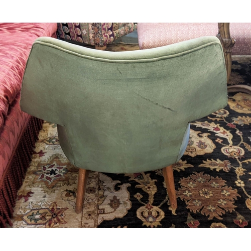 120 - PARKER KNOLL WOMB STYLE ARMCHAIR, 81cm H x 81cm W, after a design by knoll, circa 1960's, with green... 