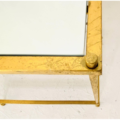 446 - MAISON BAGUES STYLE SIDE TABLES, a pair, two-tier, mirrored glass, gilt metal frames. (2)