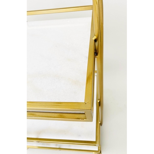 446 - MAISON BAGUES STYLE SIDE TABLES, a pair, two-tier, mirrored glass, gilt metal frames. (2)