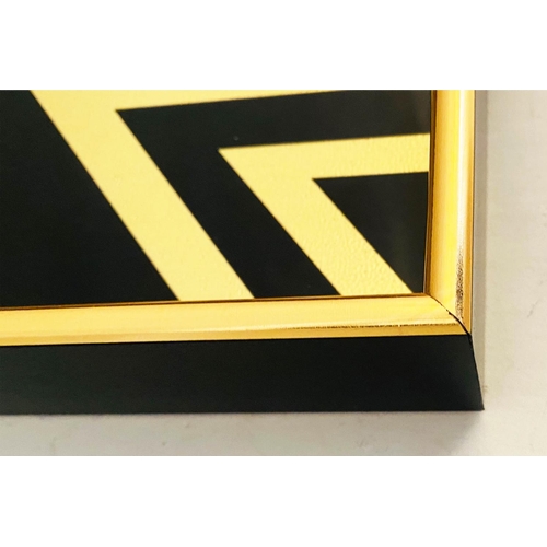 461 - COCKTAIL TRAYS, 5cm high, 40cm wide, 25cm deep, Art Deco style gold geometric designs. (3)