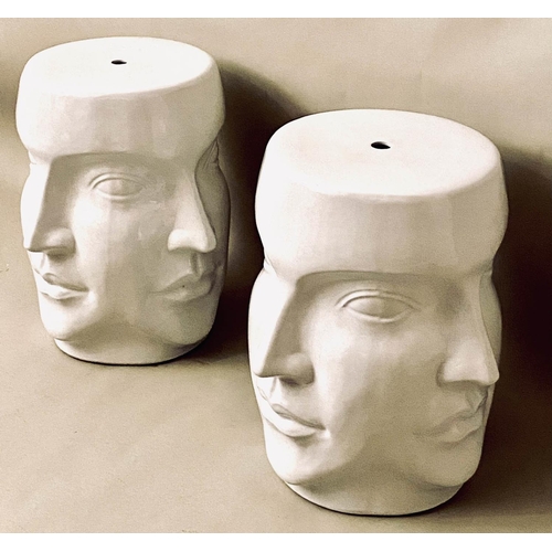 462 - SURREALIST STYLE BARREL, a pair, glazed ceramic, 44cm high, 38cm diameter (2)