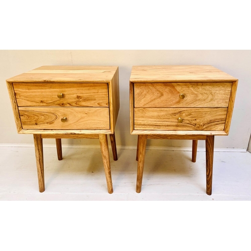 472 - SIDE CHESTS, a pair, 1960s Danish style, each with two drawers, 63cm x 45cm x 38cm. (2)