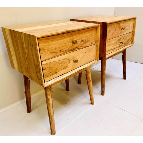 472 - SIDE CHESTS, a pair, 1960s Danish style, each with two drawers, 63cm x 45cm x 38cm. (2)