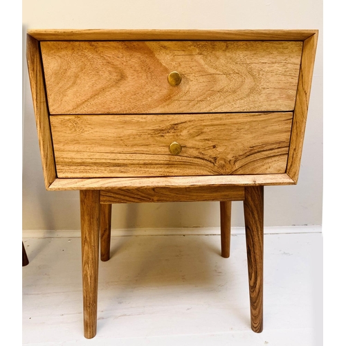 472 - SIDE CHESTS, a pair, 1960s Danish style, each with two drawers, 63cm x 45cm x 38cm. (2)