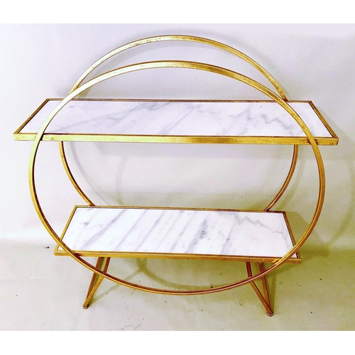 503 - COCKTAIL BAR, 102cm high, 88cm wide, 29cm deep, 1960s French style, two-tier form with marble shelve... 