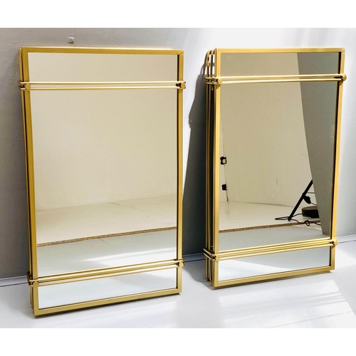 506 - WALL MIRRORS, a pair, 81cm high, 51cm wide, 1960's French style, gilt metal frames. (2)