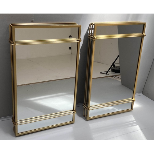 506 - WALL MIRRORS, a pair, 81cm high, 51cm wide, 1960's French style, gilt metal frames. (2)