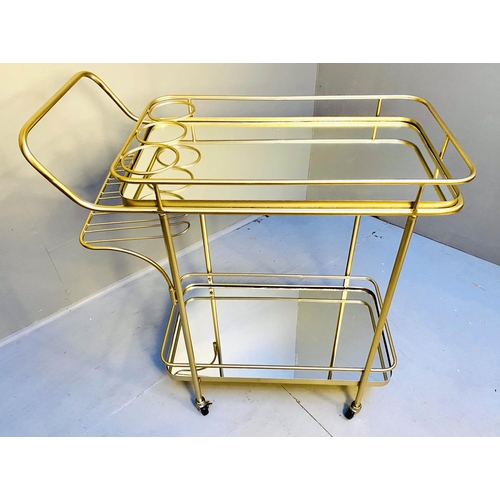 510 - COCKTAIL TROLLEY, 90cm H x 81cm W x 39cm D, two-tier form, 1960s French style, mirrored glass surfac... 