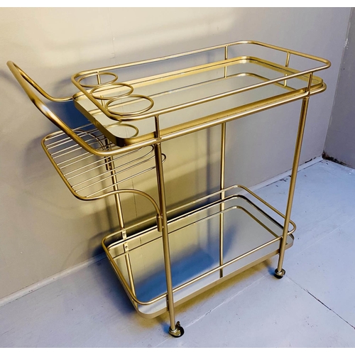 510 - COCKTAIL TROLLEY, 90cm H x 81cm W x 39cm D, two-tier form, 1960s French style, mirrored glass surfac... 