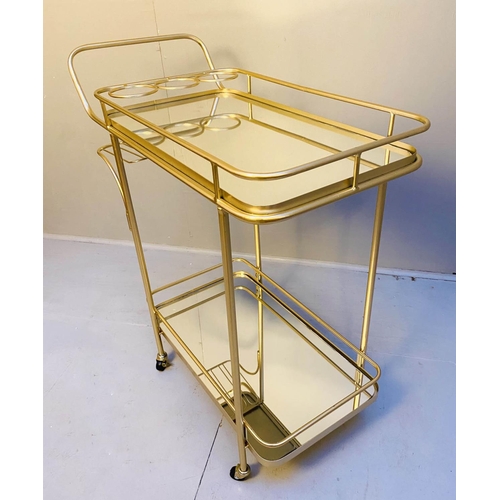 510 - COCKTAIL TROLLEY, 90cm H x 81cm W x 39cm D, two-tier form, 1960s French style, mirrored glass surfac... 