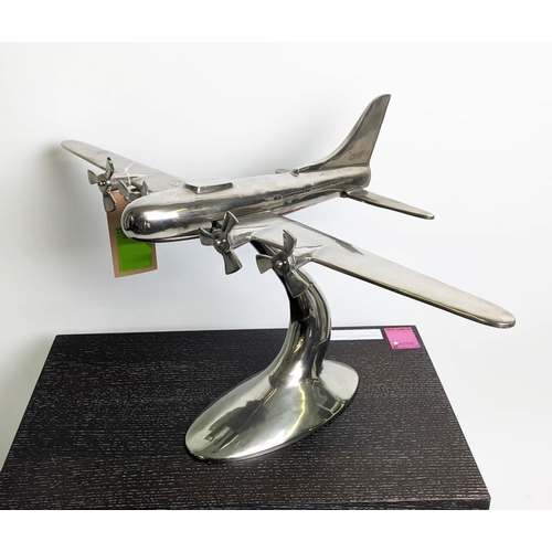 522 - SCULPTURAL AEROPLANE, polished metal, 46.5cm H.