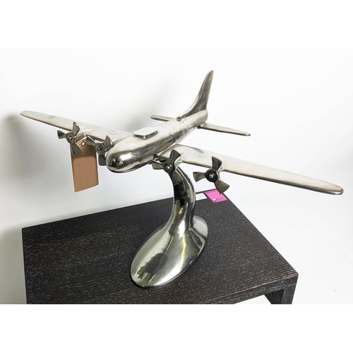 522 - SCULPTURAL AEROPLANE, polished metal, 46.5cm H.