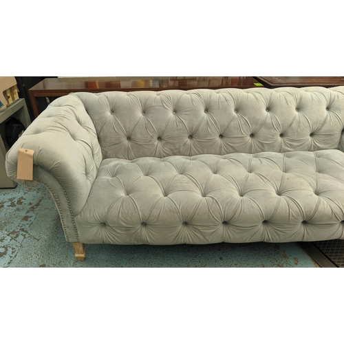 523 - CHESTERFIELD SOFA, 225cm x 96cm x 75cm H, grey buttoned fabric.