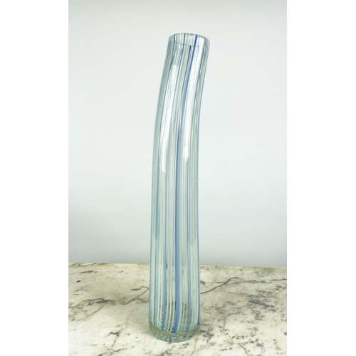 7 - MURANO 1960'S CENTREPIECE IN THE FORM OF A LEAF, yellow and green, a Murano vase elongated and a Mur... 