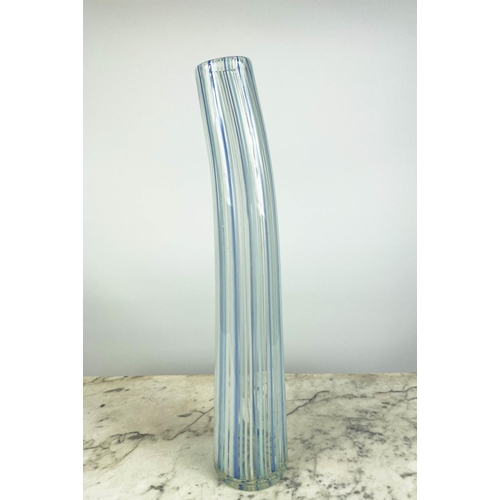 7 - MURANO 1960'S CENTREPIECE IN THE FORM OF A LEAF, yellow and green, a Murano vase elongated and a Mur... 