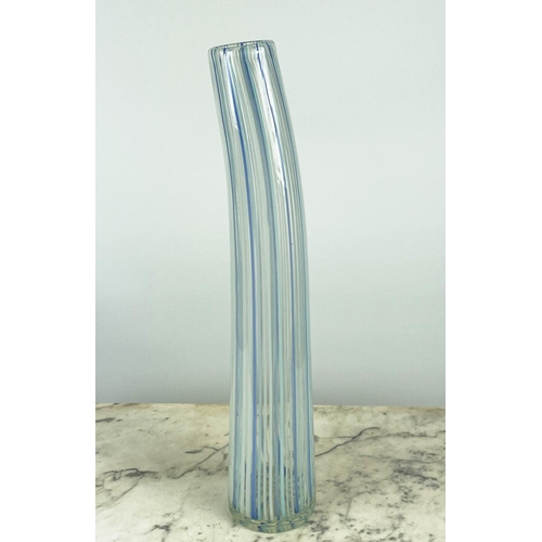 7 - MURANO 1960'S CENTREPIECE IN THE FORM OF A LEAF, yellow and green, a Murano vase elongated and a Mur... 