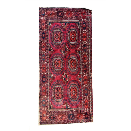 80 - ANTIQUE RUGS, a collection of three, largest 330cm x 97cm. (3)