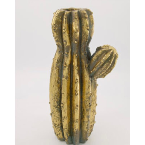 441 - CACTUS VASES, a pair, gilt resin, 42cm H  x 21cm W x 21cm D. (2)
