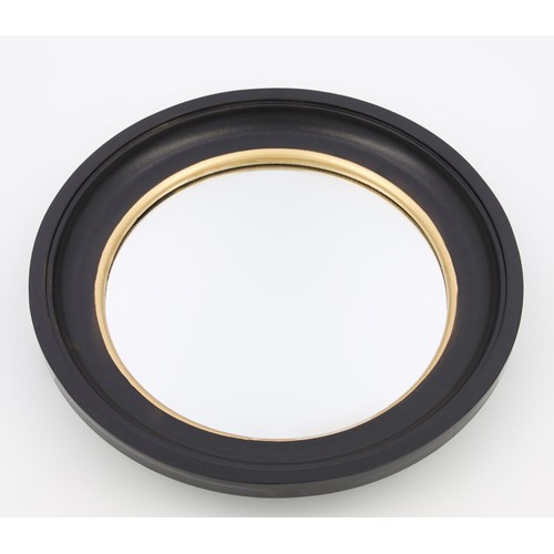 442 - WALL MIRRORS, a set of four, Regency inspired design, matt black frames with gilt detail, 27cm H x 2... 