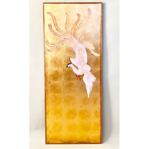 455 - JAPANESE STYLE WALL PANEL, framed, 140cm x 52cm.