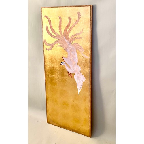 455 - JAPANESE STYLE WALL PANEL, framed, 140cm x 52cm.