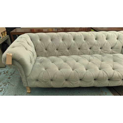 524 - CHESTERFIELD SOFA, 225cm x 96cm x 75cm H, grey buttoned fabric.