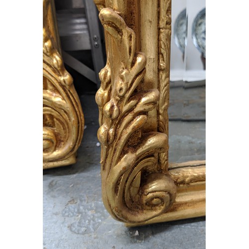 435 - PIER MIRRORS, a pair, Continental style, gilt frames, bevelled plate, 178cm x 53cm each. (2)
