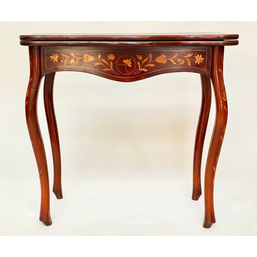 86 - DUTCH CARD TABLE, 83cm W x 77cm H x 42cm D, 19th century mahogany and foliate satinwood inlay, with ... 