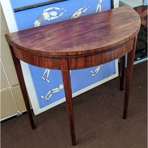 124 - CARD TABLE, George III mahogany with foldover baize lined top, 76cm H x 85cm x 42cm.