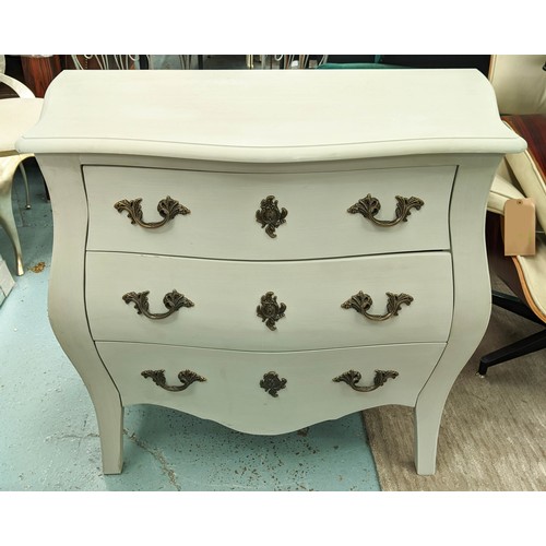 477 - COMMODE, 95cm x 50cm x 82cm H, grey painted.