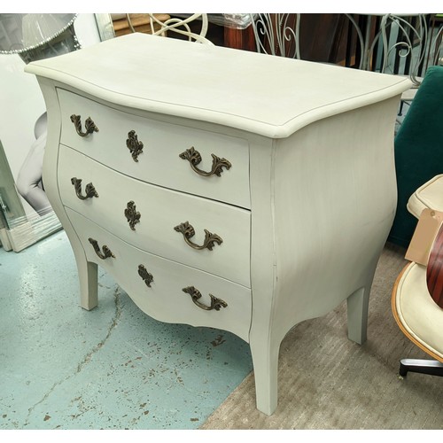 477 - COMMODE, 95cm x 50cm x 82cm H, grey painted.