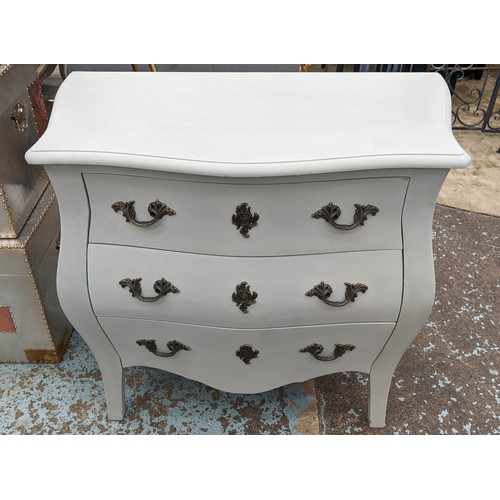 478 - COMMODE, 95cm x 50cm x 82cm H, grey painted.