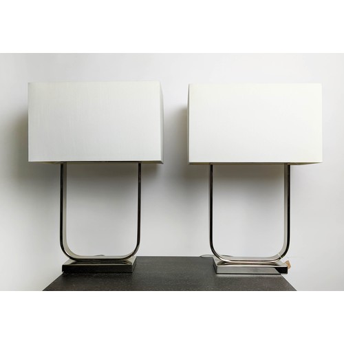 483 - TABLE LAMPS, a pair, metal, each 58cm H including shades. (2)