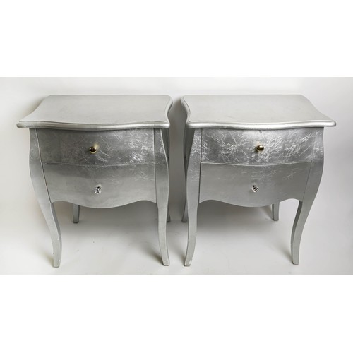 485 - CHESTS, a pair, 40cm x 73cm H, in a silvered finish. (2)