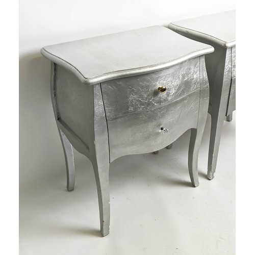 485 - CHESTS, a pair, 40cm x 73cm H, in a silvered finish. (2)