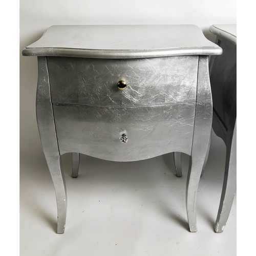 485 - CHESTS, a pair, 40cm x 73cm H, in a silvered finish. (2)