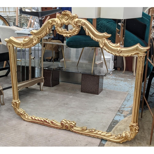 486 - WALL MIRROR, 136cm x 116cm H, with a gilt frame, distressed detail.