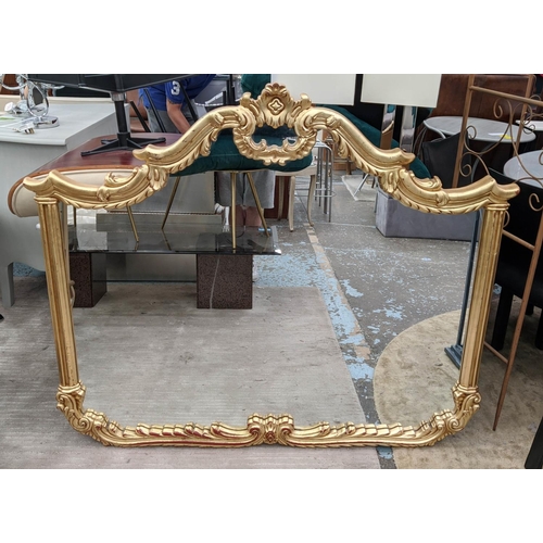 486 - WALL MIRROR, 136cm x 116cm H, with a gilt frame, distressed detail.