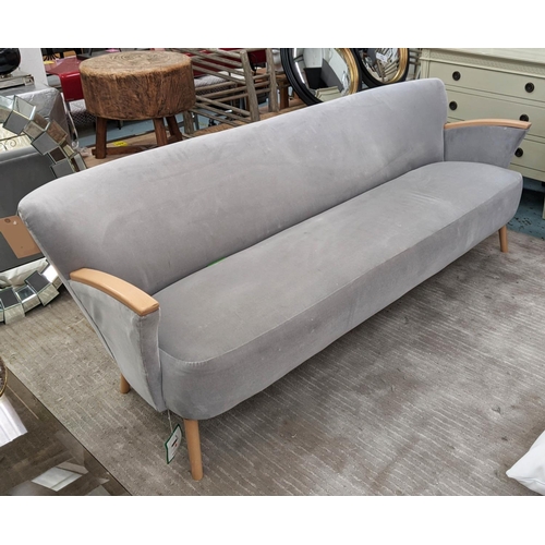 488 - DESIGNER'S GUILD SOFA, grey velvet, 202cm x 73cm H.