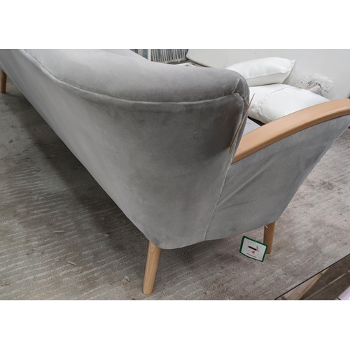 488 - DESIGNER'S GUILD SOFA, grey velvet, 202cm x 73cm H.