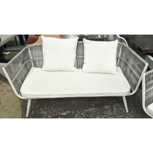 492 - GARDEN SOFA, 155cm W, and two matching chairs 90cm W. (3)