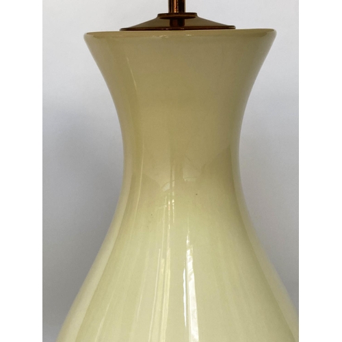 87 - LOUISA TABLE LAMPS, a pair, 78cm H, by Heathfield and Co., lemon yellow ceramic, vase form with gild... 